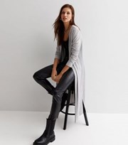 New Look Pale Grey Fine Knit Midi Cardigan